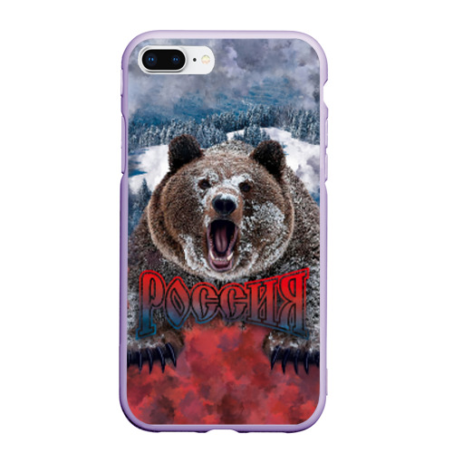Чехол для iPhone 7Plus/8 Plus матовый Русский медведь, цвет светло-сиреневый