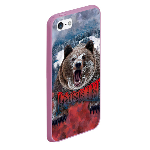 Чехол для iPhone 5/5S матовый Русский медведь, цвет розовый - фото 3