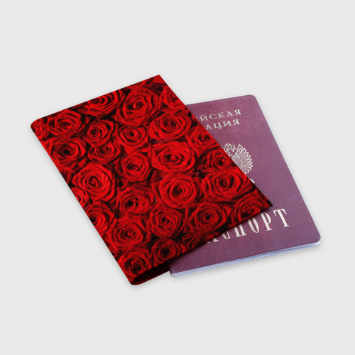 Обложка для паспорта матовая кожа Красные розы, цвет красный - фото 3