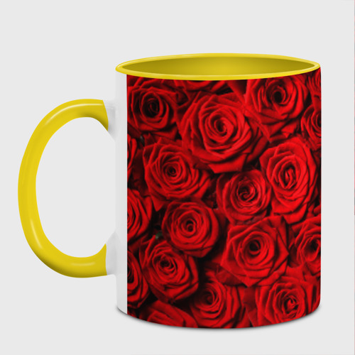 Кружка с полной запечаткой Красные розы, цвет белый + желтый - фото 2