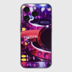 Чехол для iPhone 15 Pro силиконовый с защитой камеры DJ Mix