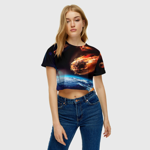 Женская футболка Crop-top 3D Метеориты - фото 3