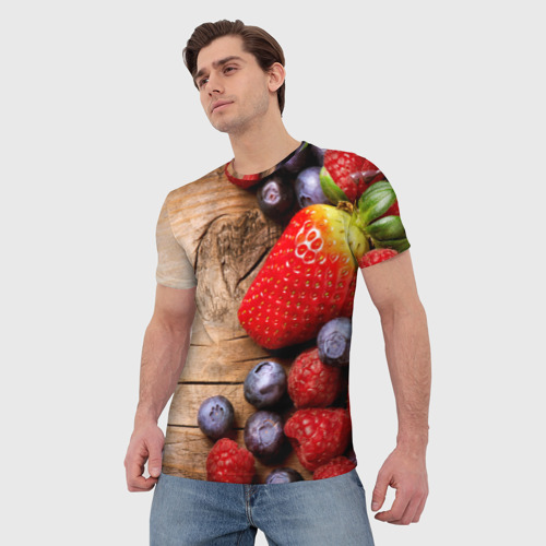Мужская футболка 3D Ягодный микс, цвет 3D печать - фото 3