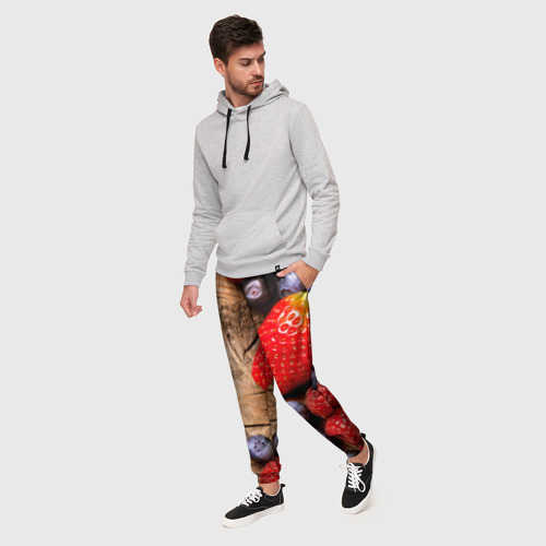 Мужские брюки 3D Ягодный микс, цвет 3D печать - фото 3