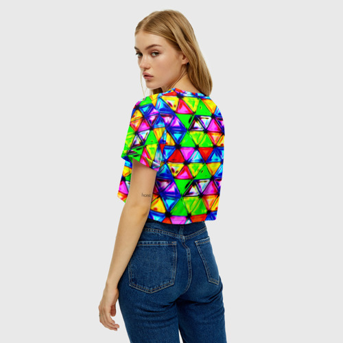 Женская футболка Crop-top 3D Треугольник, цвет 3D печать - фото 5