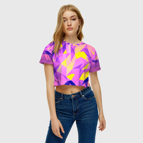 Женская футболка Crop-top 3D Texture, цвет 3D печать - фото 3