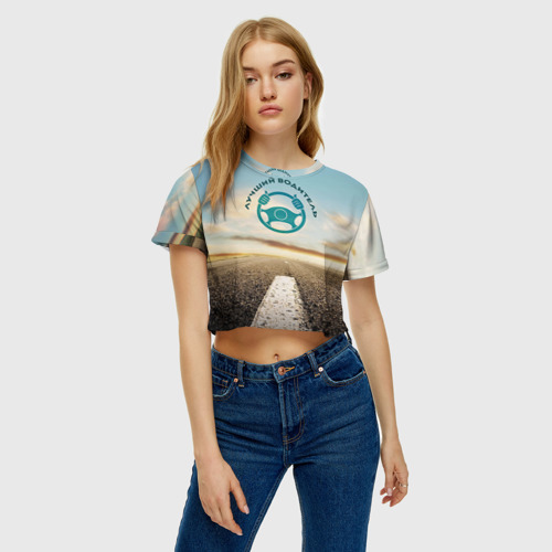 Женская футболка Crop-top 3D Лучший водитель, цвет 3D печать - фото 3