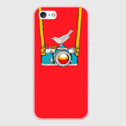 Чехол для iPhone 5/5S матовый Фотоаппарат с птичкой