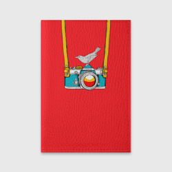 Обложка для паспорта матовая кожа Фотоаппарат с птичкой