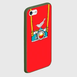 Чехол для iPhone 5/5S матовый Фотоаппарат с птичкой - фото 2