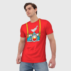 Мужская футболка 3D Фотоаппарат с птичкой - фото 2