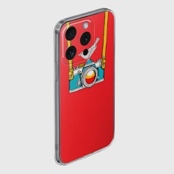 Чехол для iPhone 15 Pro Max силиконовый с защитой камеры Фотоаппарат с птичкой - фото 2