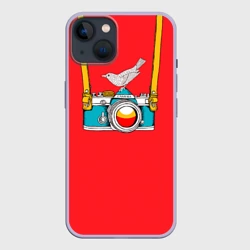 Чехол для iPhone 14 Фотоаппарат с птичкой