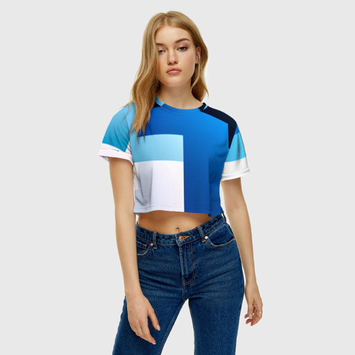 Женская футболка Crop-top 3D Полосы, цвет 3D печать - фото 3