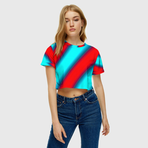 Женская футболка Crop-top 3D Полосы, цвет 3D печать - фото 3