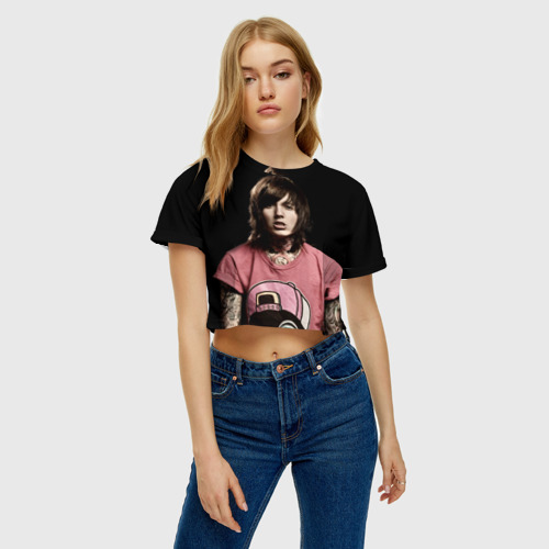 Женская футболка Crop-top 3D Oliver Sykes - фото 3