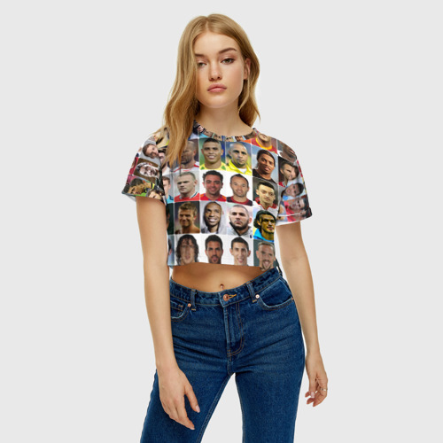 Женская футболка Crop-top 3D Великие футболисты, цвет 3D печать - фото 4