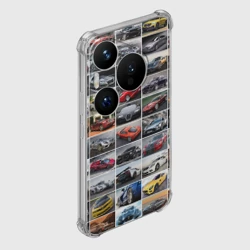 Чехол для Huawei Pura 70 Pro Крутые тачки коллаж паттерн - фото 2