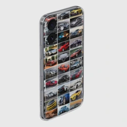 Чехол для iPhone 16 силиконовый с защитой камеры Крутые тачки коллаж паттерн - фото 2