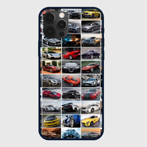 Чехол для iPhone 12 Pro Max Крутые тачки коллаж паттерн