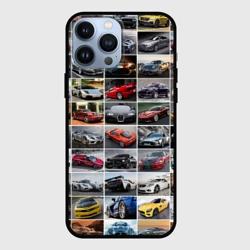 Чехол для iPhone 13 Pro Max Крутые тачки коллаж паттерн