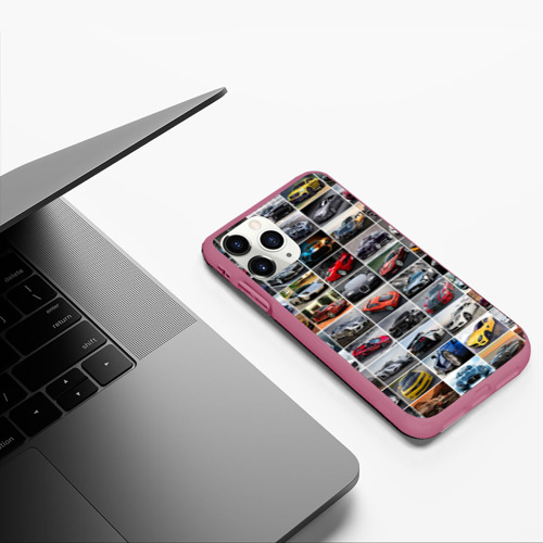 Чехол для iPhone 11 Pro матовый Крутые тачки, цвет малиновый - фото 5