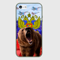 Чехол для iPhone 5/5S матовый Русский медведь и герб