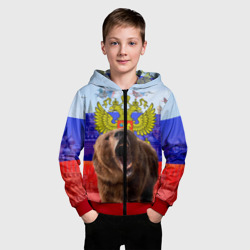Детская толстовка 3D на молнии Русский медведь и герб - фото 2