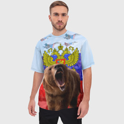 Мужская футболка oversize 3D Русский медведь и герб - фото 2