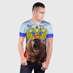Мужская футболка 3D Slim Русский медведь и герб - фото 2