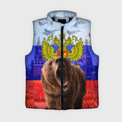 Женский жилет утепленный 3D Русский медведь и герб
