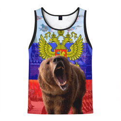 Русский медведь и герб – Мужская майка 3D с принтом купить