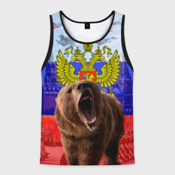 Мужская майка 3D Русский медведь и герб