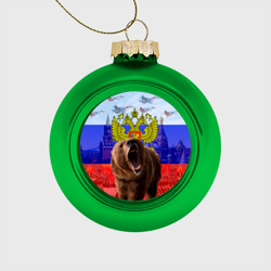 Стеклянный ёлочный шар Русский медведь и герб