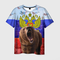 Футболка 3D Русский медведь и герб (Мужская)