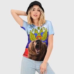 Женская футболка 3D Slim Русский медведь и герб - фото 2