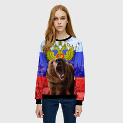 Женский свитшот 3D Русский медведь и герб - фото 2