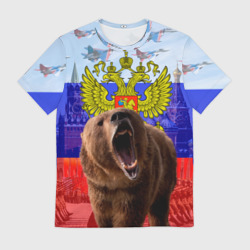 Мужская футболка 3D Русский медведь и герб