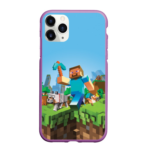 Чехол для iPhone 11 Pro Max матовый Minecraft, цвет фиолетовый