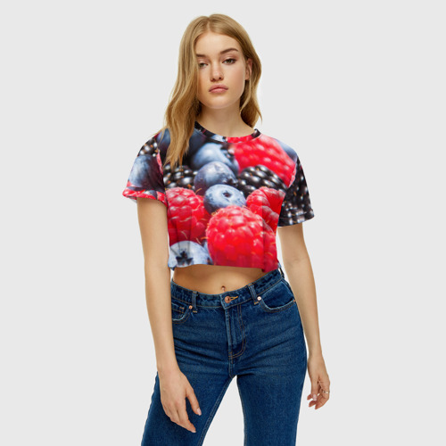 Женская футболка Crop-top 3D Ягоды, цвет 3D печать - фото 3