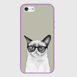 Чехол для iPhone 5/5S матовый Кот - хипстер