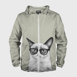 Мужская ветровка 3D Кот - хипстер