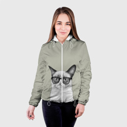 Женская куртка 3D Кот - хипстер - фото 2