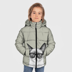 Зимняя куртка для мальчиков 3D Кот - хипстер - фото 2