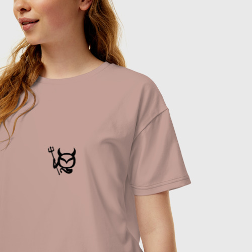 Женская футболка хлопок Oversize Mazda Devil, цвет пыльно-розовый - фото 3