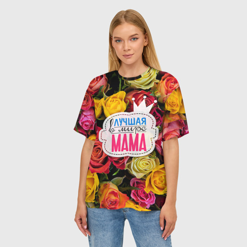 Женская футболка oversize 3D Маме, цвет 3D печать - фото 3