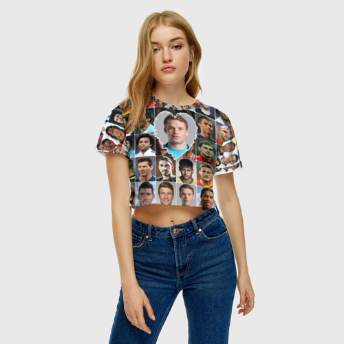 Женская футболка Crop-top 3D Мануэль Нойер - лучший, цвет 3D печать - фото 3