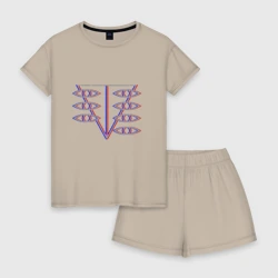 Женская пижама с шортиками хлопок Евангелион Glitch