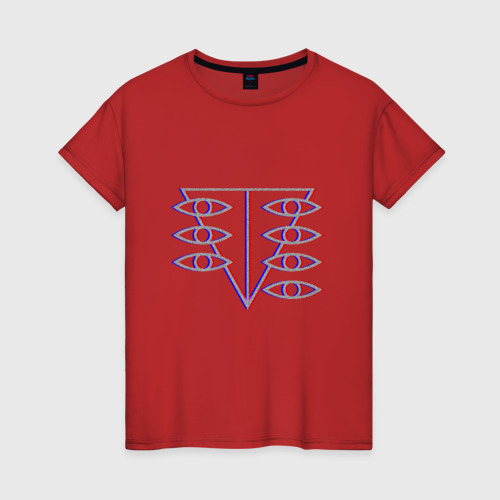 Женская футболка хлопок Евангелион Glitch, цвет красный