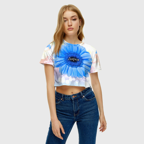 Женская футболка Crop-top 3D Дарья, цвет 3D печать - фото 3